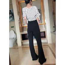 高腰 フレアパンツ レディース【シェイプアップ・春夏用・質感生地】