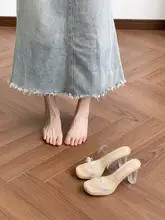 透明なハイヒール【防水台・太ヒール・クリスタルソール・女性用】