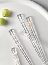 かわいい猫デザインの透明樹脂製箸【滑り止め付き・食器洗浄機対応】