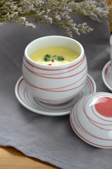陶器製蒸し器【子供用・茶碗蒸し・卵蒸し皿・カバー付き】