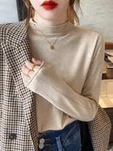 半高ネック女性用薄手インナー【春秋用・ニット長袖】