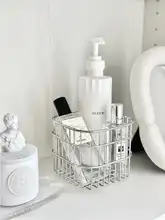 PGLP ステンレス製洗面所収納バスケット【化粧品収納・浴室用・洗面台置き】