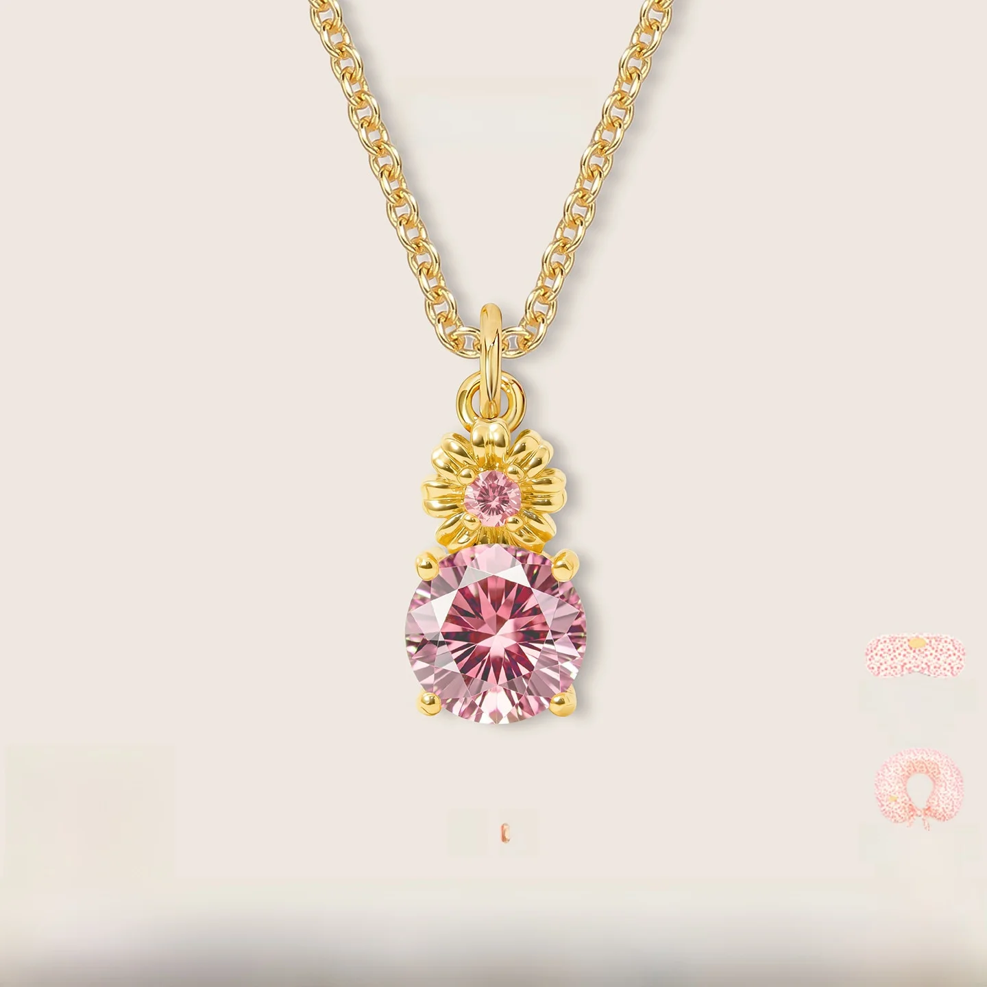 アフリカンデイジーの花のネックレス：オリジナルデザインで女性にぴったりの鎖骨チェーン