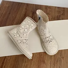 サンダルブーツ レディース 刺繍 レース メッシュ コットンリネン 薄手 夏