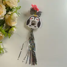 可愛い小鳥デザインのキャットトイ【フェルト製・吊り下げ式・羽毛付き・キャットニップ入り】