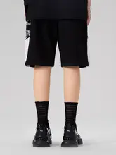 ハーフパンツ ユニセックス ペイズリー柄 パッチワーク バイカラー ストレート ルーズ ストリート 夏「LAMLICKA」