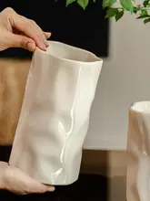 氷ひび模様の陶器製フラワーベース【フランス風・デスクトップ装飾用】