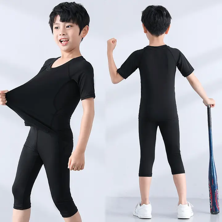 子供用 短袖バスケットボールウェアセット【七分丈パンツ・男の子・フィットトップ】