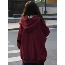 オーバーサイズ アメリカンレトロ カップル用 ワインレッド インスタトレンド フリースパーカー【秋冬用・厚手・フード付き】（セットアップ対応）