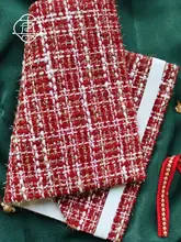 クリスマスゴールド織りレッド手作り布製ノートカバー【手帳用・贈り物】