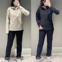 女性用ソフトシェルフーディーコート【防水・防風・体型を引き立てるデザイン・小柄対応】
