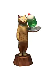可愛い三毛猫モチーフのフィギュア【お茶を運ぶ黒猫とオレンジ猫・誕生日プレゼントに最適】