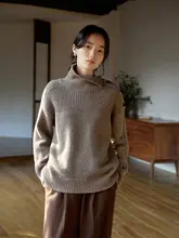 美しいメリノウールニットセーター【高ネック・秋冬用・デザイン性】