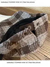 レトロチェックのバイザーキャップ【秋冬用・ファッション・コーディネートしやすい】（ セットアップ対応）