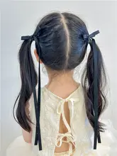 バレエ風リボンヘアクリップ【サイドクリップ・長飾り付き・女の子用】