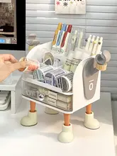 デスクオーガナイザー 文房具収納 引き出し付き ペン立て 付箋スタンド 可愛い キャラクターデザイン 学生 机用 デスク周り