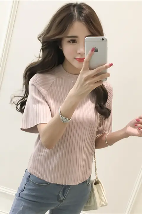 春夏用 ニットTシャツ【クールな肌触り・半袖・シンプルデザイン・ルーズフィット】