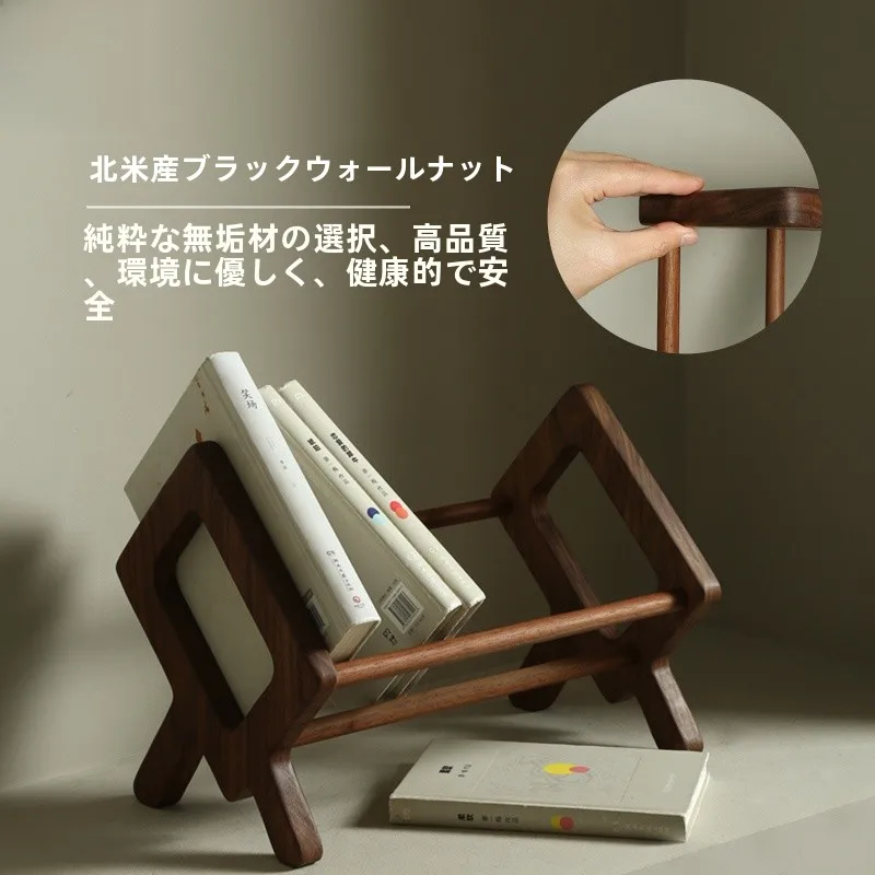 書斎インテリアの収納効率を高める木製スタンド書籍ラック「三十而立書立」
