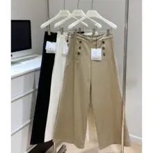 レトロスタイルのデニムカジュアルパンツ【アイボリー・ブラウン・ブラック・ノーアイロン加工】