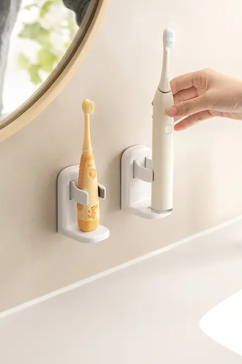 壁掛け電動歯ブラシスタンド【洗面所用・収納便利・穴あけ不要】