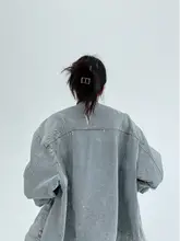 秋用 レディースデニムジャケット【刺繍デザイン・ショート丈・ビンテージ風・ルーズフィット】