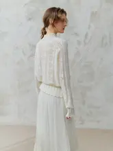 レース編みニットトップス【ウール・カシミヤ・ハイネック・春先用】