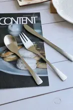 日本製ステンレス製カトラリー【ハンマーフィニッシュ・デザートスプーン・ケーキフォーク・西洋料理用】