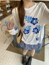 花柄プリント ロングスリーブ Tシャツ【フィット・UVカット・ラウンドネック】