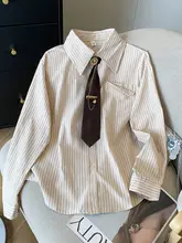 フレンチリトロストライプシャツ【デザイン性・春秋用・ネクタイ付き・長袖】