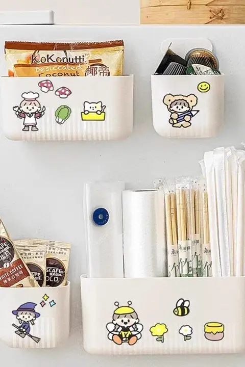 冷蔵庫用 磁石付き収納ボックス【穴あけ不要・キッチン用・ドア外側用】