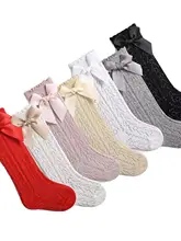 春夏用のベビー高筒ソックス【メッシュ・リボンデザイン・通気性・薄手】