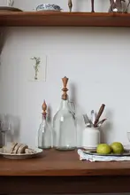 フランス風 ヴィンテージデザインの木製コルク付きガラス瓶【コーヒー豆やジュースの保存用】