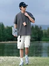 夏用ゆったりシンプルな丸首半袖Tシャツ【メンズ・プレーンカラー・カジュアルスタイル】