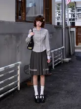 レースの切替がかわいい紫色のシャツ【昭和スタイル・女性用・半袖】（セットアップ対応）