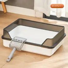 半封閉型 猫用トイレ 大号【猫砂皿・防外溅設計・トップインタイプ】