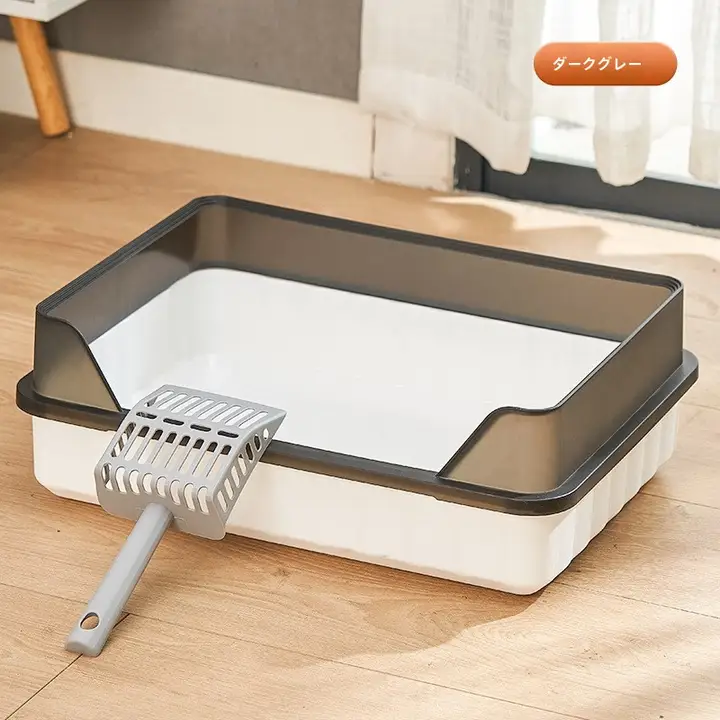 半封閉型 猫用トイレ 大号【猫砂皿・防外溅設計・トップインタイプ】