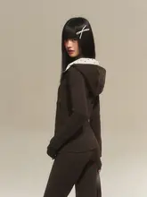 ドット柄カラーブロックパーカー【フード付き・女性用・おしゃれなシルエット】（セットアップ対応）
