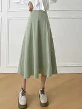春用 ハイウエスト Aラインスカート【ミディ丈・ビジネス・ティアードデザイン】
