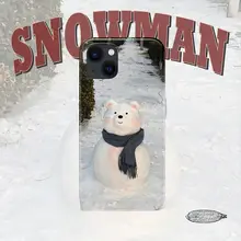 可愛い雪だるまデザインのiPhone用ソフトケース【クリスマス向け・iPhone 15/14 Plus/13 Pro/12/11/16/16 Pro Max対応】