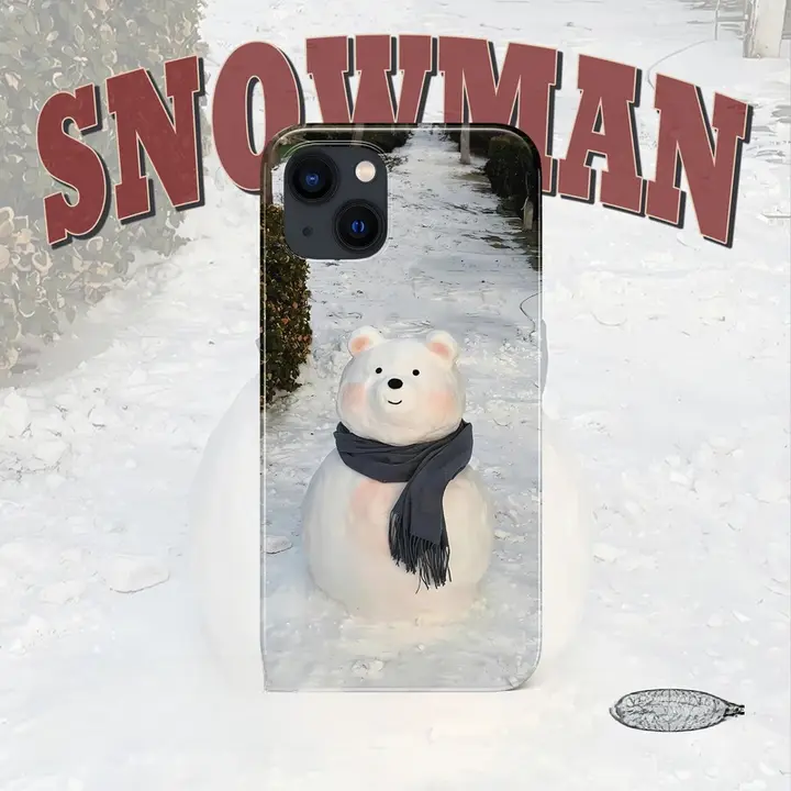 可愛い雪だるまデザインのiPhone用ソフトケース【クリスマス向け・iPhone 15/14 Plus/13 Pro/12/11/16/16 Pro Max対応】