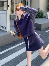 学院風の合わせやすいネイビーカラーのカジュアルパーカー【春秋用・2点セット・ミニスカート付き】（セットアップ対応）