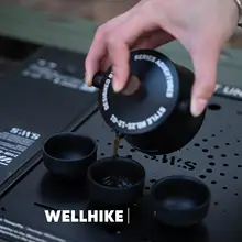WELLHIKE アウトドア用茶器【チタン灰色・携帯型フィルター付き・トラベル用・三杯用】（セットアップ対応）
