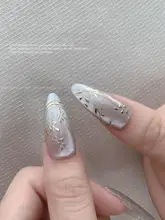 ネイルシール 中式デザイン 金色・銀色の浮彫り葉モチーフ