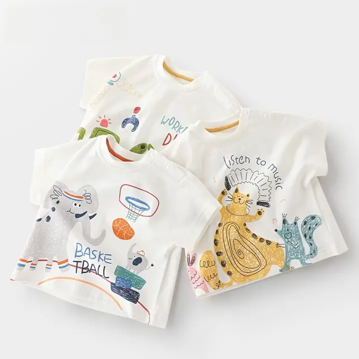 夏用 短袖Tシャツ【子供用・薄手・掘削機デザイン・男女兼用】