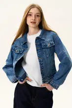Don Cry アメリカンヴィンテージウォッシュドショートデニムジャケット【女性用・フィットデザイン・秋冬用】