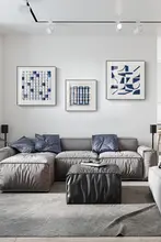 モダンシンプルなリビング用抽象壁画【青色・インテリア装飾・三連】