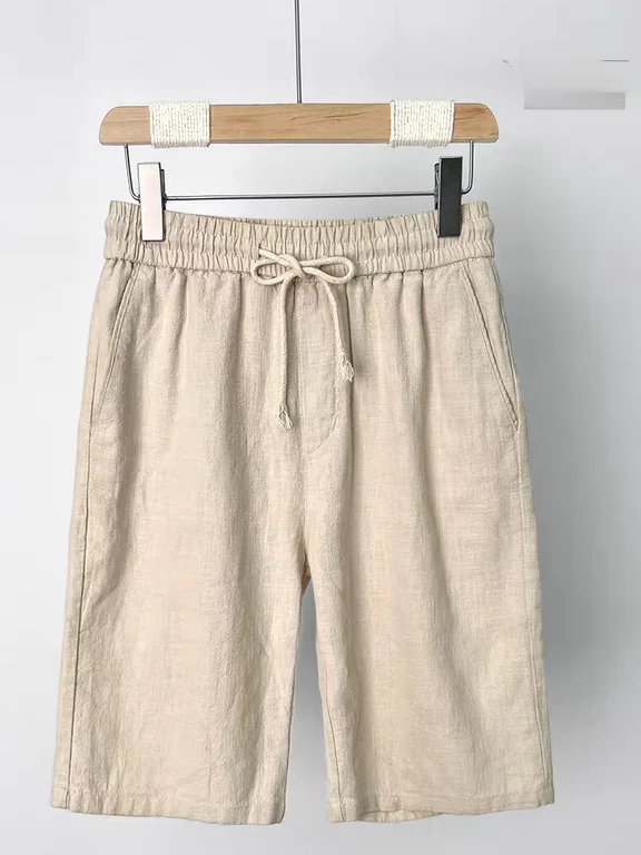 高級リネン製ショートパンツ：夏のカジュアルコーデに最適な五分丈パンツ