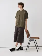 半袖Tシャツ ユニセックス ウォッシュ加工 パッチワーク びっくり猫 ワッペン ストリート「PSO Brand」