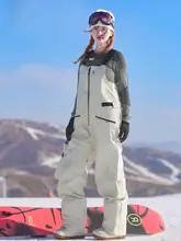 防水・防風のスノーボード用サロペットパンツ【冬用・保温・男女兼用】（セットアップ対応）