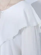 フィルダン リボン付きVネックプリンセススリーブ長袖トップス【大きいサイズ・ルーズフィット】